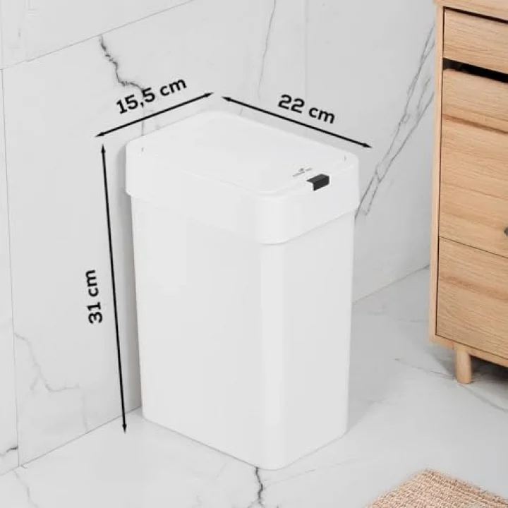 Me-06 Hareket Sensörlü 9lt Sessiz Banyo Mutfak Çöp Kovası Beyaz