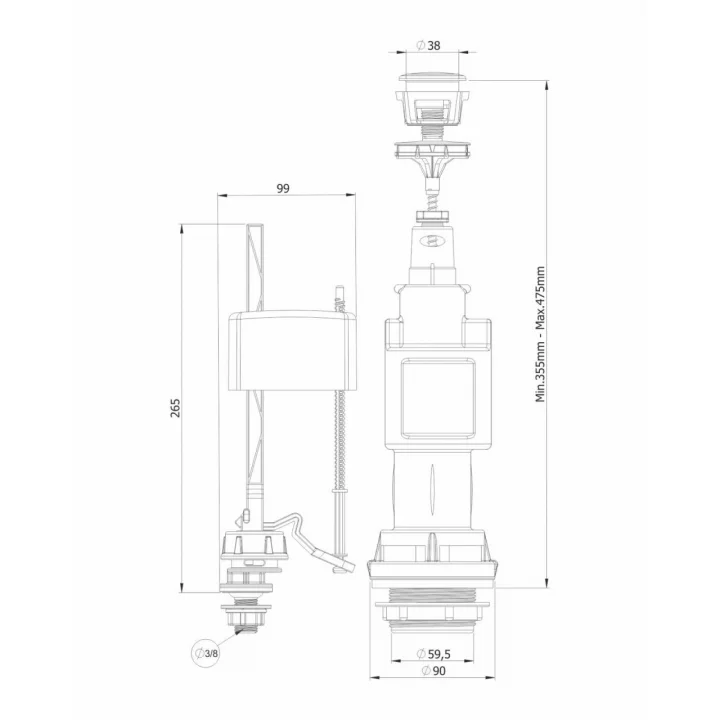 Mey İthalat® Mega 3008 Basmalı Rezarvuar İç Takımı