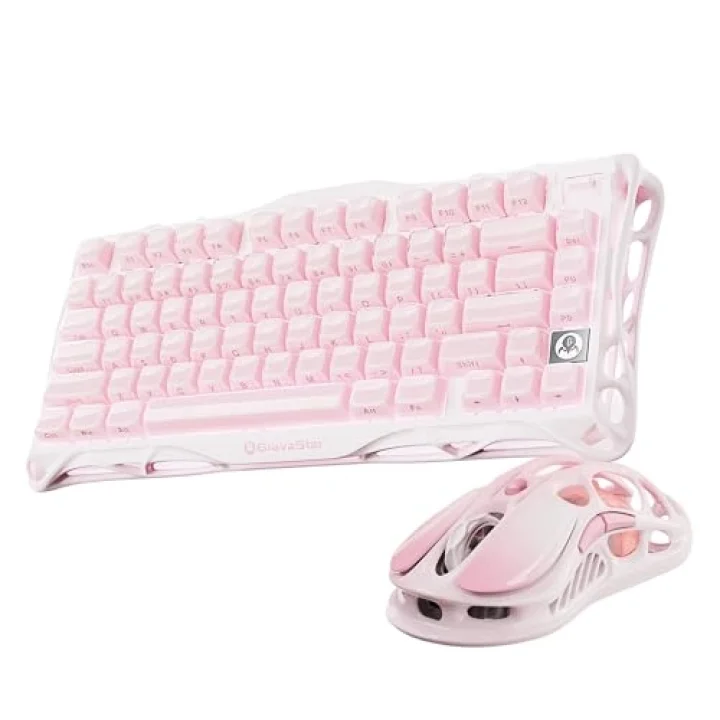 Mercury K1+M1 Pro Kablosuz Rgb Işıklı Mekanik Q Gaming Klavye ve Optik Mouse Seti, Sakura Pink