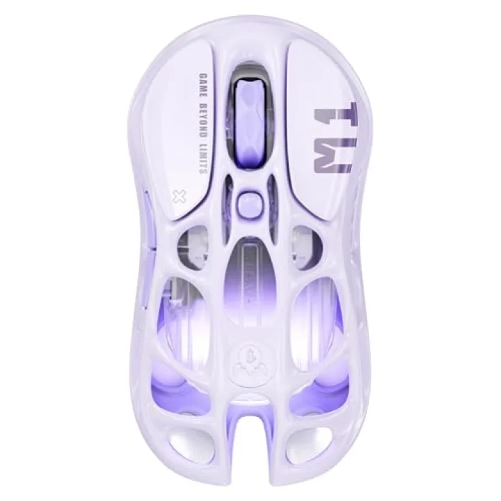 Mercury M1 Pro Oyun Faresi, Hafif Magnezyum Alaşımı, 26.000 DPI, PAW3395DM Sensör, 5 Programlanabilir Düğme, Destek Kablolu/2.4GHz/BT, 200 Saate Kadar Pil Ömrü (Mor)