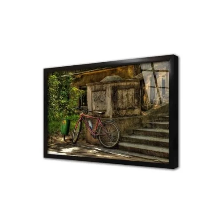 Merdiven Dibinde Duran Bisiklet Çerçeveli Cam Tablo 20x30 cm CA01226