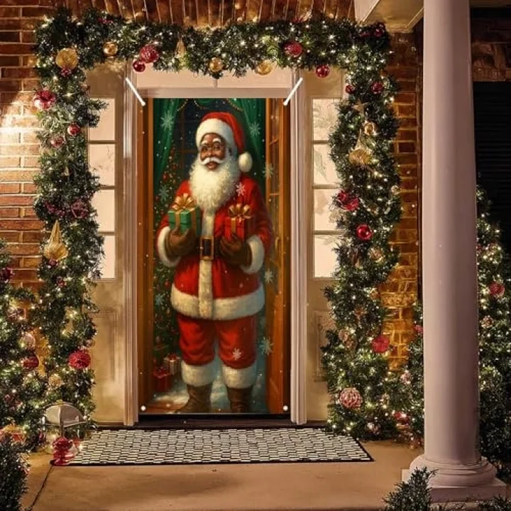 Merry Christmas Kapı Örtüsü 171 x 71 cm Tatil Ön Sundurma Kapı Afiş Dekorasyon Kış Noel Baba Tutarak Kar Taneleri Noel Ağacı İşaret Tatil Partisi İç Mekan Dış Mekan Dekoru