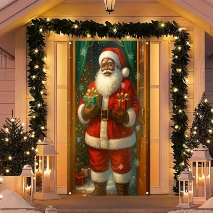 Merry Christmas Kapı Örtüsü 171 x 71 cm Tatil Ön Sundurma Kapı Afiş Dekorasyon Kış Noel Baba Tutarak Kar Taneleri Noel Ağacı İşaret Tatil Partisi İç Mekan Dış Mekan Dekoru
