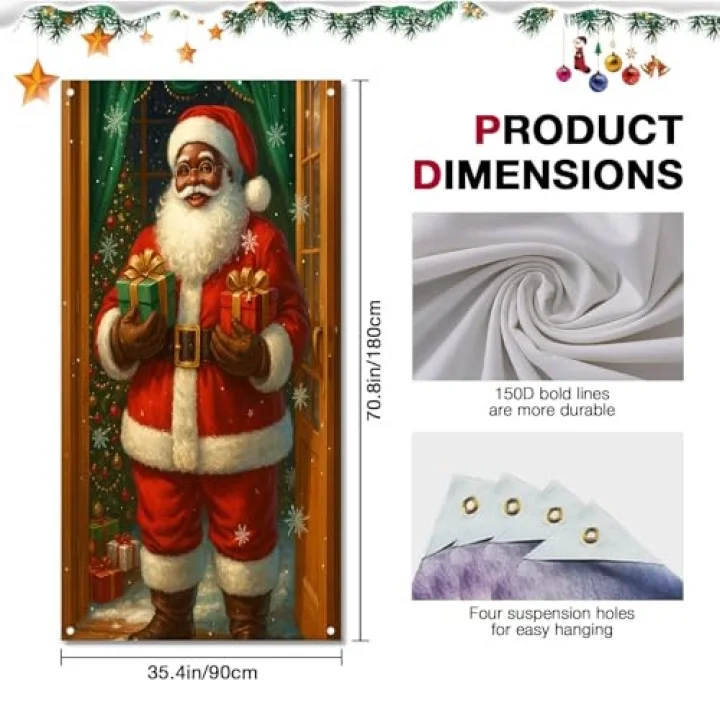 Merry Christmas Kapı Örtüsü 171 x 71 cm Tatil Ön Sundurma Kapı Afiş Dekorasyon Kış Noel Baba Tutarak Kar Taneleri Noel Ağacı İşaret Tatil Partisi İç Mekan Dış Mekan Dekoru