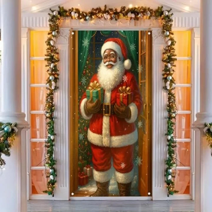 Merry Christmas Kapı Örtüsü 171 x 71 cm Tatil Ön Sundurma Kapı Afiş Dekorasyon Kış Noel Baba Tutarak Kar Taneleri Noel Ağacı İşaret Tatil Partisi İç Mekan Dış Mekan Dekoru