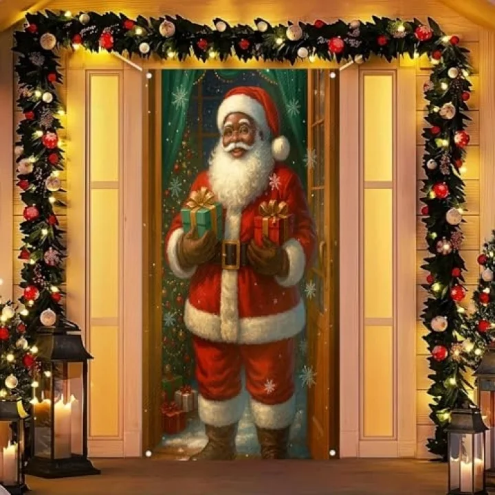 Merry Christmas Kapı Örtüsü 171 x 71 cm Tatil Ön Sundurma Kapı Afiş Dekorasyon Kış Noel Baba Tutarak Kar Taneleri Noel Ağacı İşaret Tatil Partisi İç Mekan Dış Mekan Dekoru