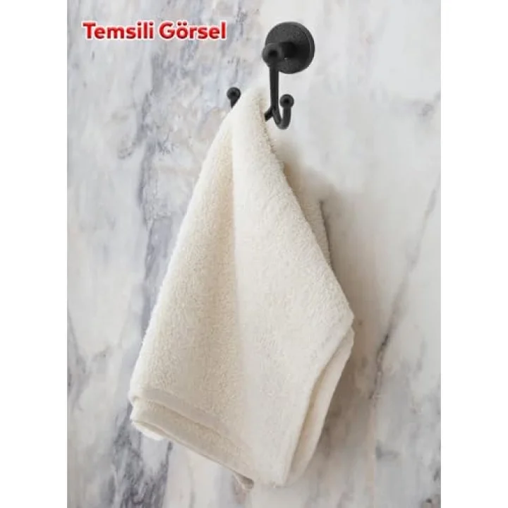 Metal Askı Siyah Renk Askılık Banyo Tuvalet Havlu Bornoz Askısı Çatal İkili Askı