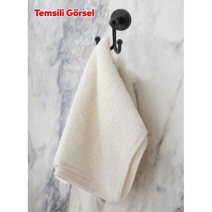 Metal Askı Siyah Renk Askılık Banyo Tuvalet Havlu Bornoz Askısı Çatal İkili Askı