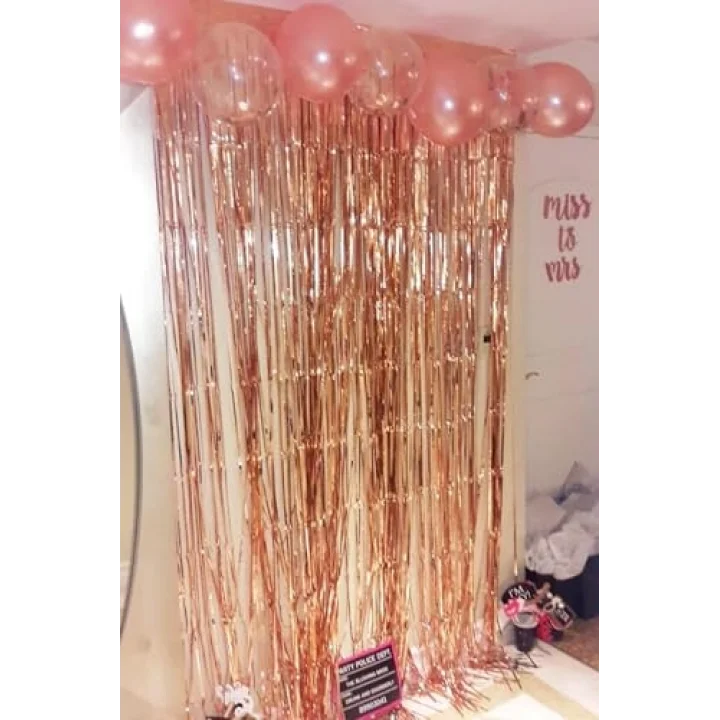Metalize Fon Perde Kapı Perdesi Rose Gold Arka Fon Süs