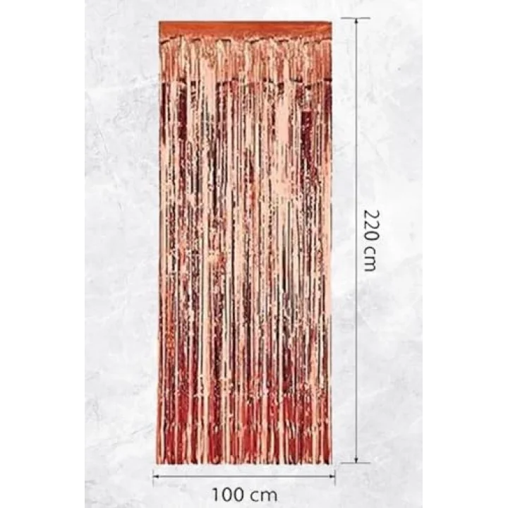 Metalize Fon Perde Kapı Perdesi Rose Gold Arka Fon Süs