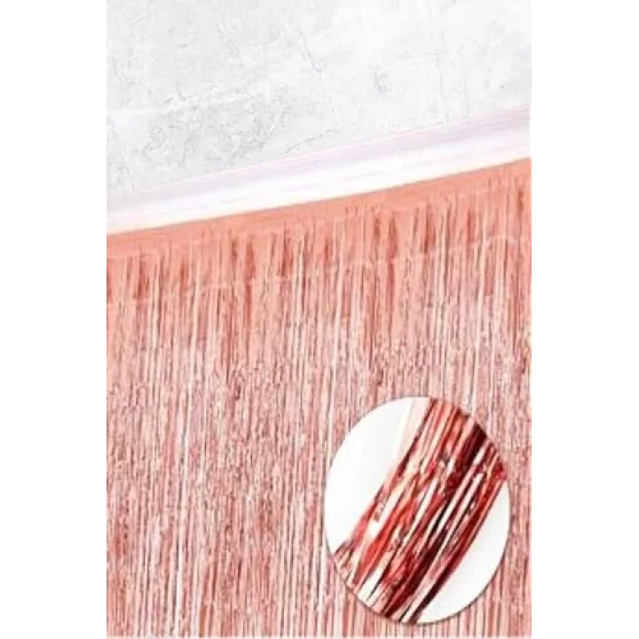 Metalize Fon Perde Kapı Perdesi Rose Gold Arka Fon Süs