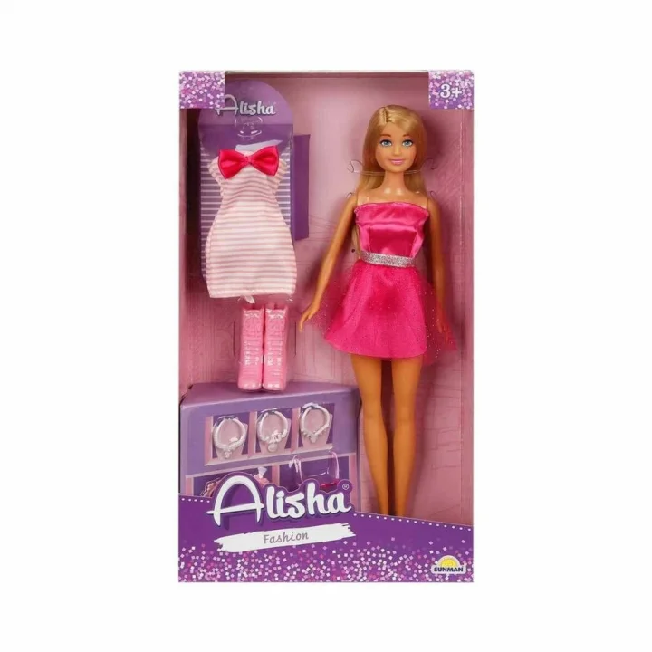 Mey İthalat® 01423 SUN-RST-SIS-MNK- Alisha Gece Elbiseli Bebek Seti 29cm -