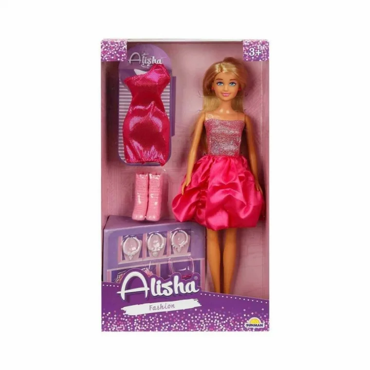 Mey İthalat® 01423 SUN-RST-SIS-MNK- Alisha Gece Elbiseli Bebek Seti 29cm -