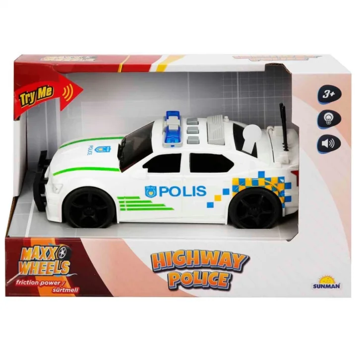 Mey İthalat®  1:20 Maxx Wheels Sesli ve Işıklı Polis Arabası 19 cm