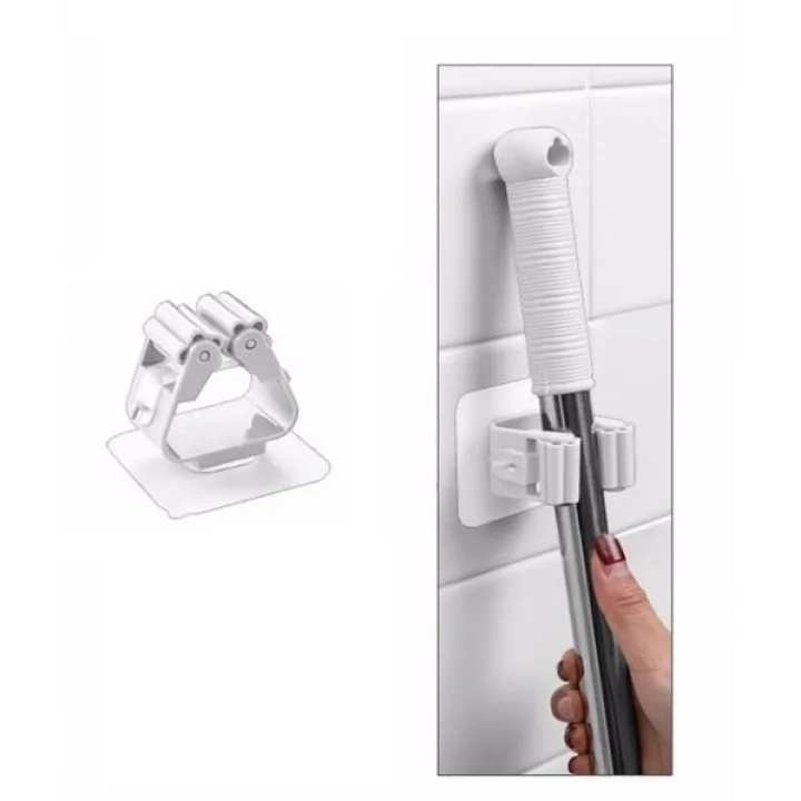 Mey İthalat® 1 Adet Yapışkanlı Pratik Mop Tutucu Beyaz