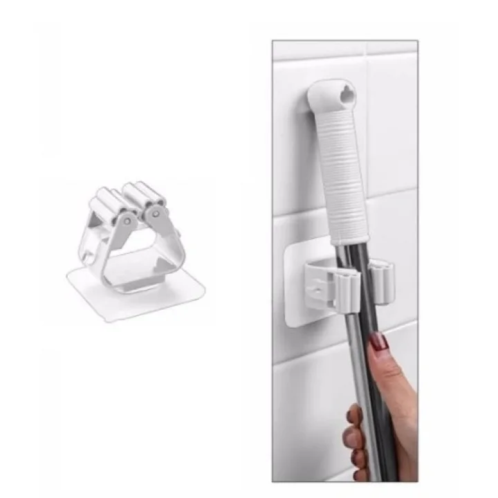 Mey İthalat® 1 Adet Yapışkanlı Pratik Mop Tutucu Beyaz
