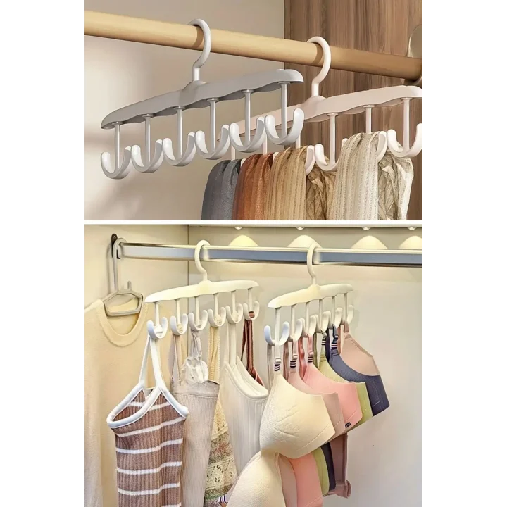 Mey İthalat® 1 Adet Yer Tasarruflu 6 Kancalı Plastik Dolap İçi Düzenleyici Pratik Askı