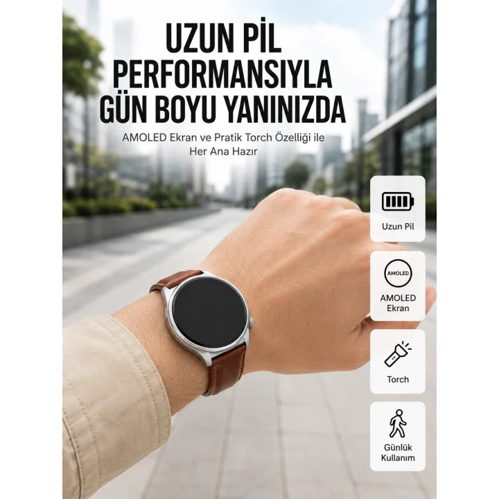 Mey İthalat® 10 Gün Şarj Dayanımı Sunan AMOLED Ekran Akıllı Saat Yeni Nesil