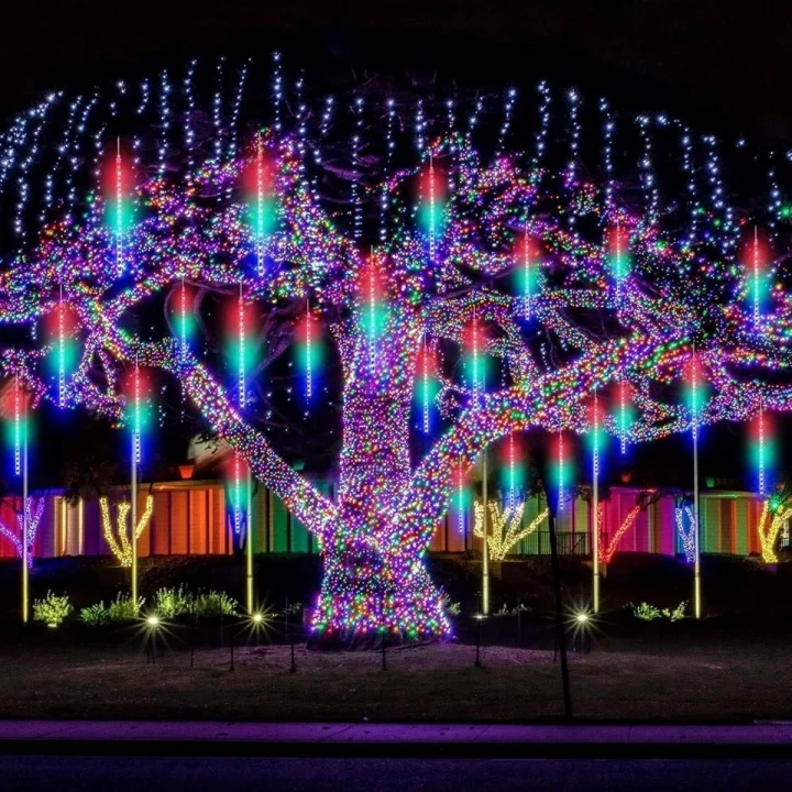 Mey İthalat® 10lu 45 CM Uzunluğunda Plastik Meteor 2m Kablo LED USB RGB Ağaç Işığı – Renk Değiştiren Asmalı Dekoratif Bahçe ve Dış Mekan Aydınlatması