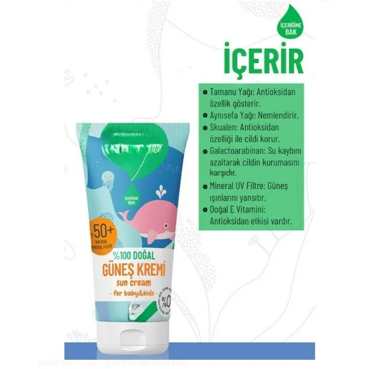 Mey İthalat® %100 Doğal Bebekler İçin Güneş Kremi 50 ml
