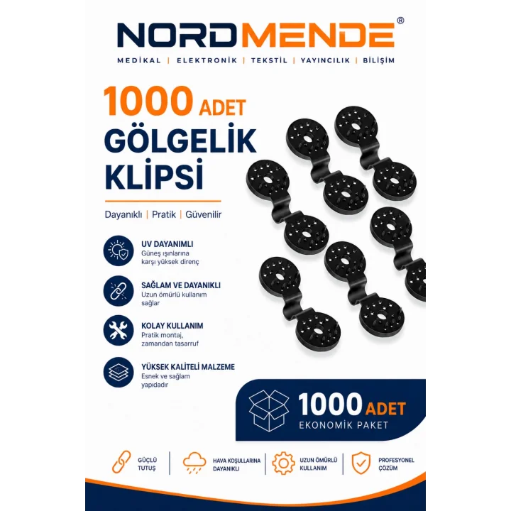 Mey İthalat® 1000 Adet Gölge Filesi Klipsi | Sera Filesi Sabitleme Klipsi | Güneşlik Örtü Klipsi | Yerli Üretim | UV Dayanımlı