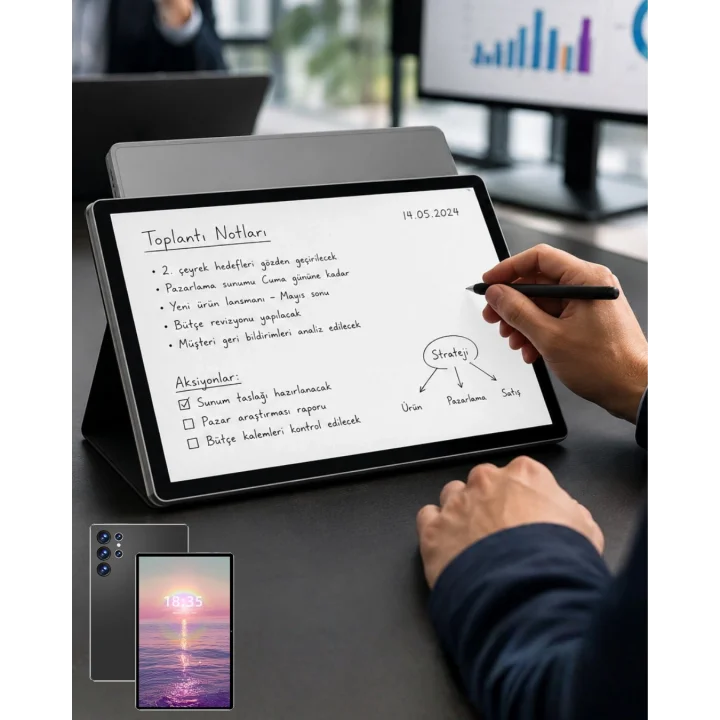 Mey İthalat® 10.1 İnç Android Tablet 16GB RAM 1TB Depolama Klavyeli Tablet Seti