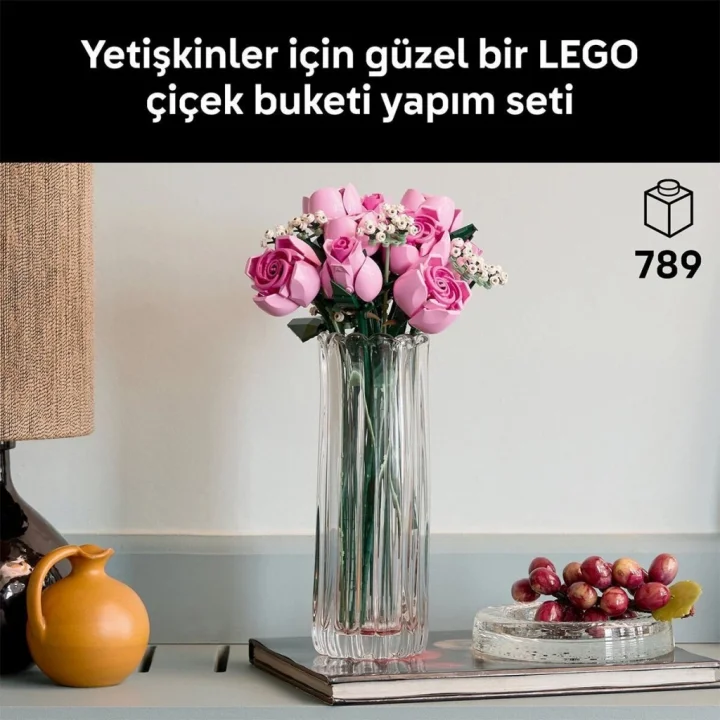 Mey İthalat® 10374  iconic Botanicals Pembe Gül Buketleri 789 parça +18 yaş