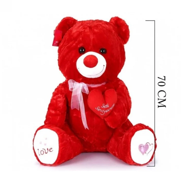 Mey İthalat® 1054 KRM TIKIL AYI 70 CM KIRMIZI