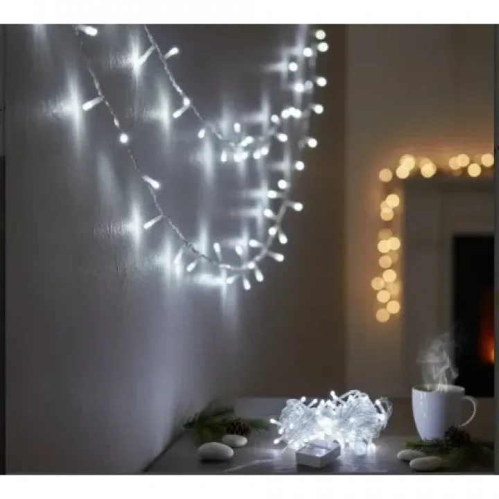 Mey İthalat® 10m 100 Led Damla Uçlu Beyaz Işık Şeffaf Kablo MZ-17-1