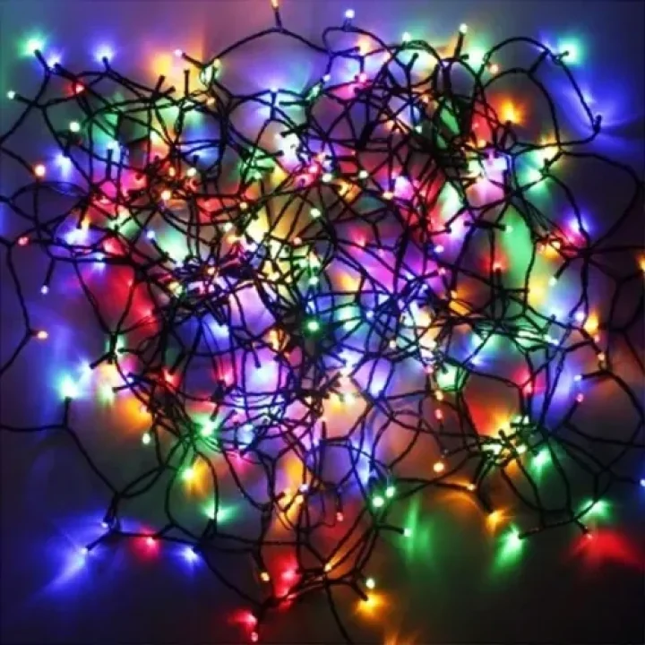 Mey İthalat® 10m 100 LED Pilli 2 Kademeli RGB Işık Siyah Kablo