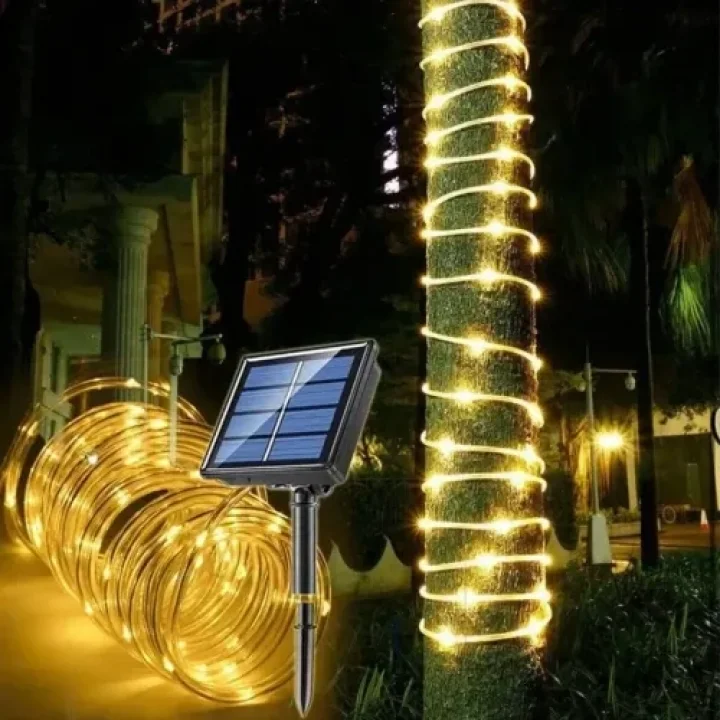 Mey İthalat® 10m 100 LED Solar Led Işık Gün Işığı Şeffaf Kablolu