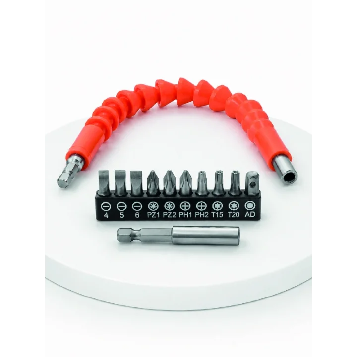 Mey İthalat® 12 Parça Esnek Bits Uç Seti 300 mm Esnek Şaftlı Tornavida Uç Seti