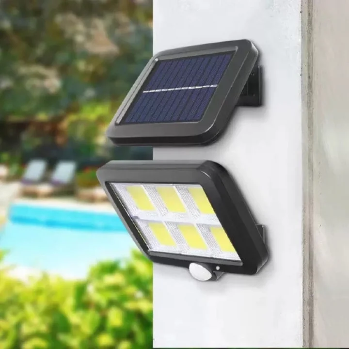 Mey İthalat® 120 Cob Led Solar Panelli 3 Modlu Duvar Lambası Uzaktan Kumandalı