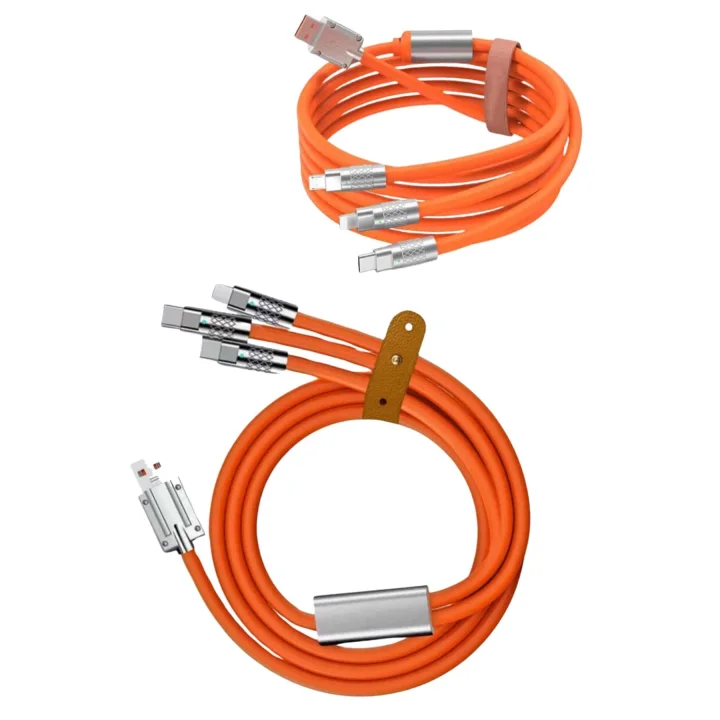 Mey İthalat® 120W 3 İn 1 Uyumlu Silikon Şarj Kablosu Hızlı Şarj Kablosu