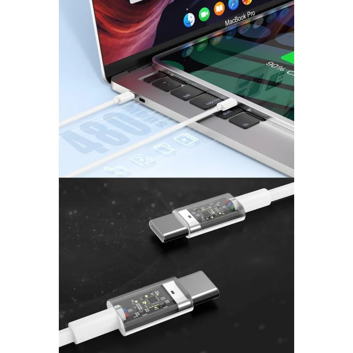 Mey İthalat®   15/15 Pro Type-C to Type-C Hasır Örgü Hızlı Şarj Kablosu (1m)