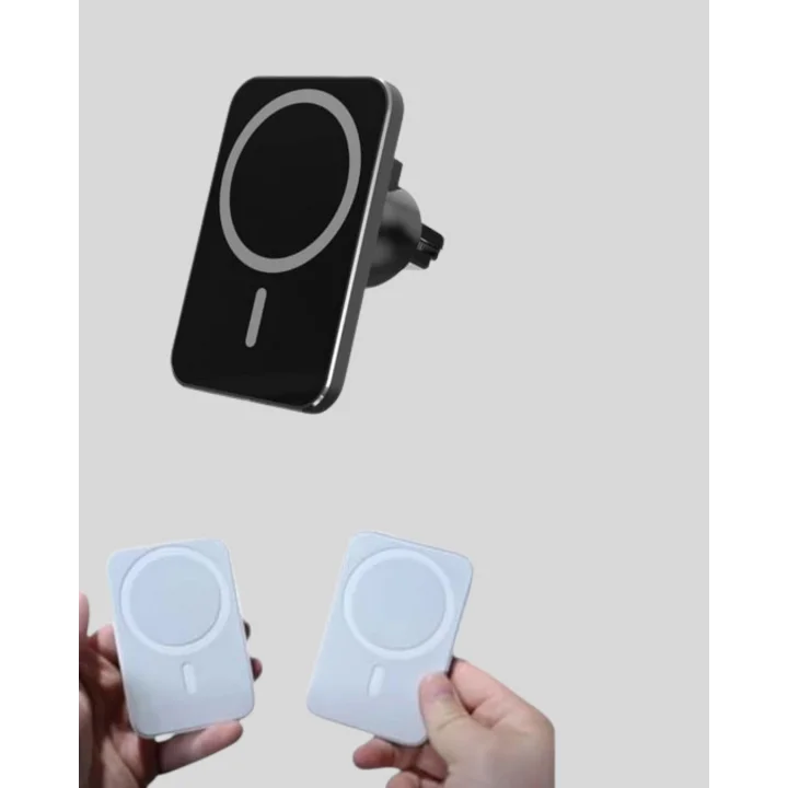 Mey İthalat® 15W Kablosuz Şarj Destekli MagSafe Araç Tutucu Havalandırma Klipsli