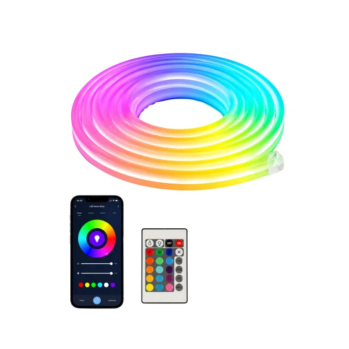 Mey İthalat® 16 Milyon Renk RGB Neon Şerit Led İç ve Dış Mekan Dekor Işığı