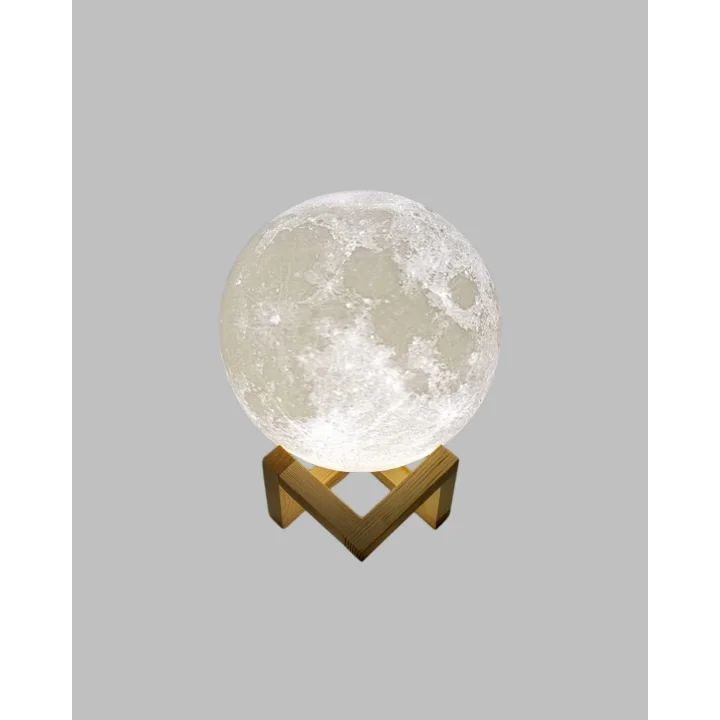 Mey İthalat® 16 Renkli 3D Ay Gece Lambası RGB Modlu Şarjlı