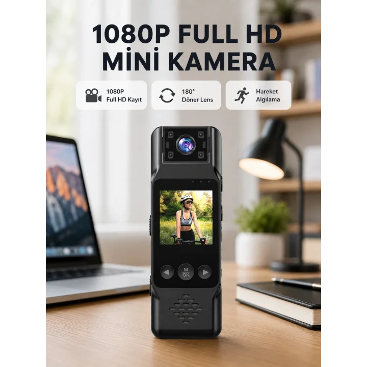 Mey İthalat® 180 Derece Dönebilen Mini Kamera Full HD TFT Ekran Hareket Sensörlü (Kopya)
