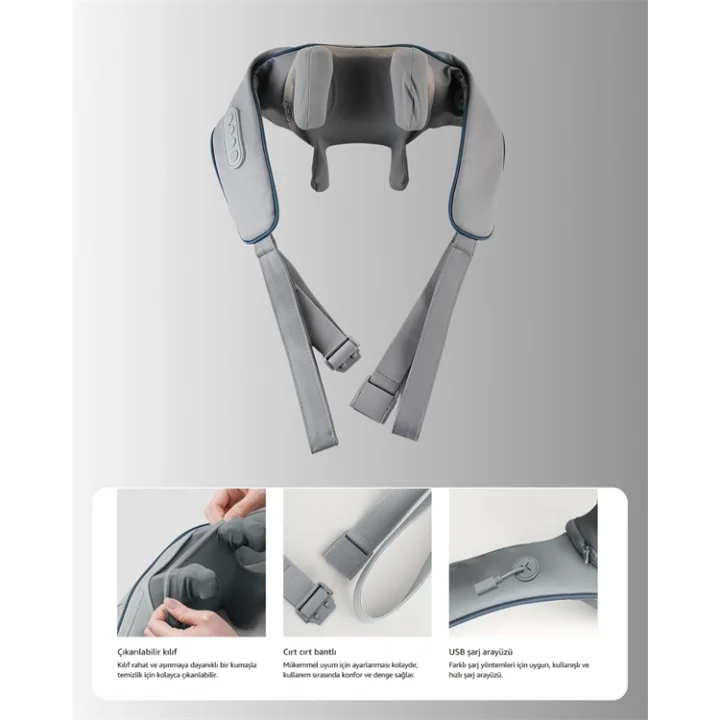 Mey İthalat® 1800mAh Pil Kapasiteli Boyun Masaj Aleti