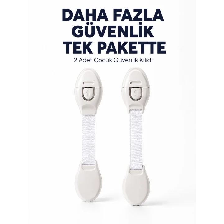 Mey İthalat® 2 Adet Güçlü Yapışkanlı Çocuk Güvenlik Kilidi