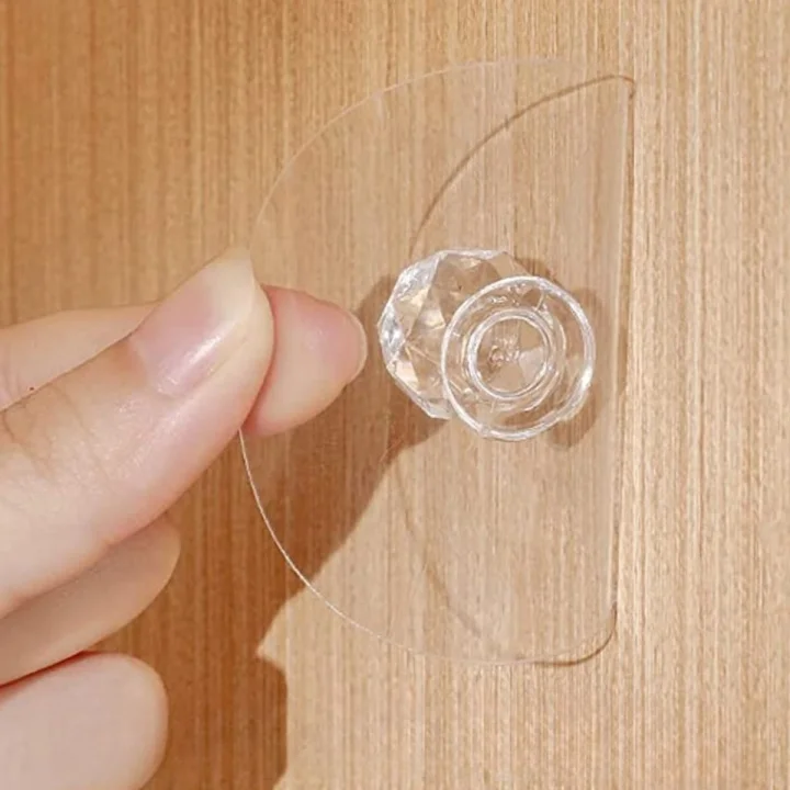 Mey İthalat®  2 Adet Kristal Kendiliğinden Güçlü Yapışkanlı Kulp Askısı Tutma Kolu