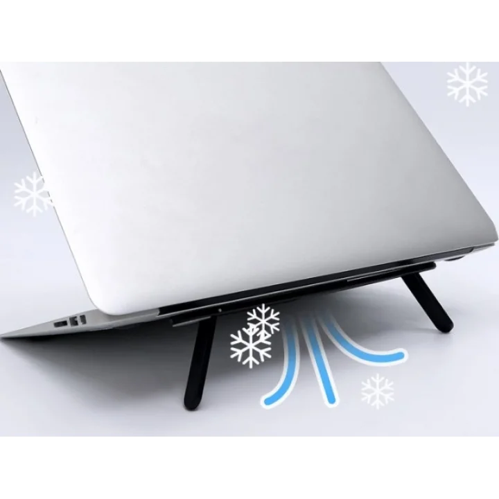 Mey İthalat® 2 Kademeli Katlanabilir ve Yapışkanlı Laptop Standı Siyah
