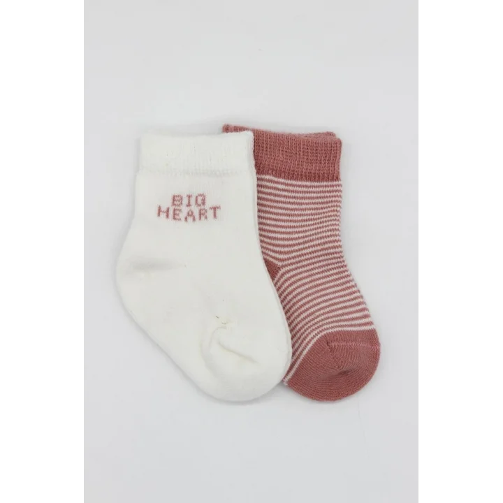 Mey İthalat®   2Li Big Heart Penye Soket Çorap 10117 Pudra