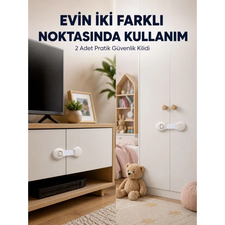Mey İthalat® 2li Çocuk Güvenlik Kilidi Ev İçi Koruma Seti