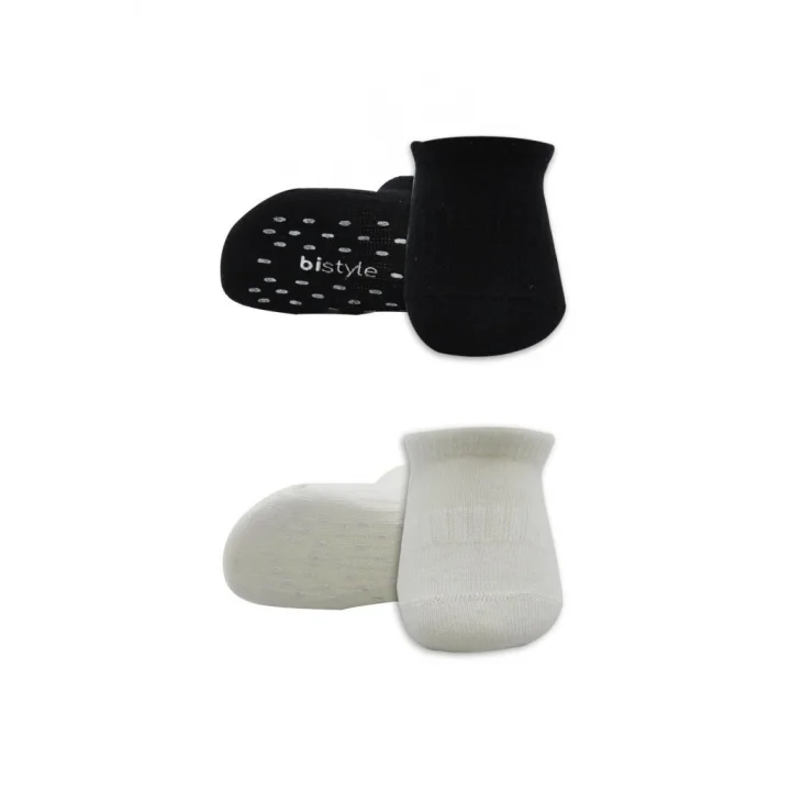 Mey İthalat®   2Li Sneakers Kaymaz Basic Penye Çorap 20103 Siyah Ekru