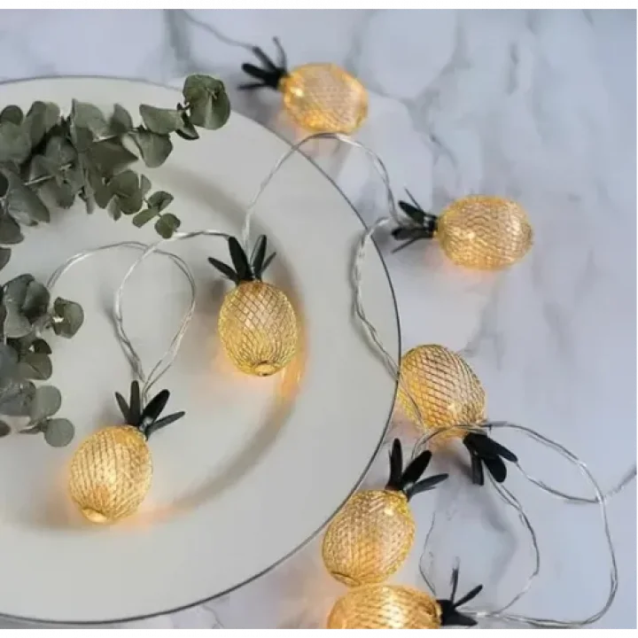 Mey İthalat® 2 Metre 10 LED Pilli 2 Kademeli Ananas Led Işık