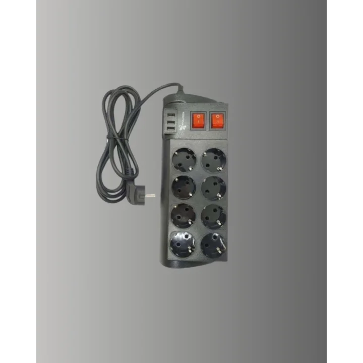 Mey İthalat® 2 Metre Güçlü Çoklu Priz 8 Soket Yeni Nesil