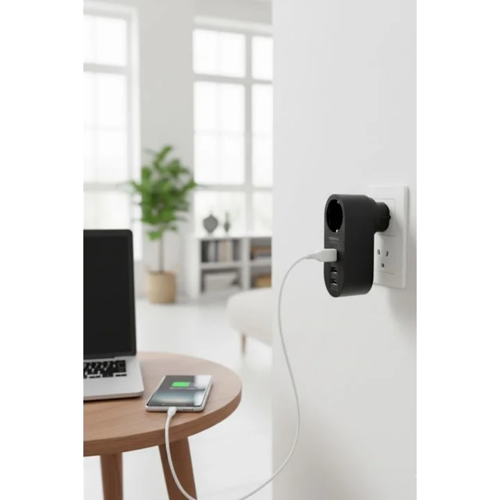 Mey İthalat®  2 USB,1 TYPE-C Girişli 1li Çocuk Korumalı,Isıya Karşı Dayanıklı 2500Watt Termal Akım Korumalı Priz