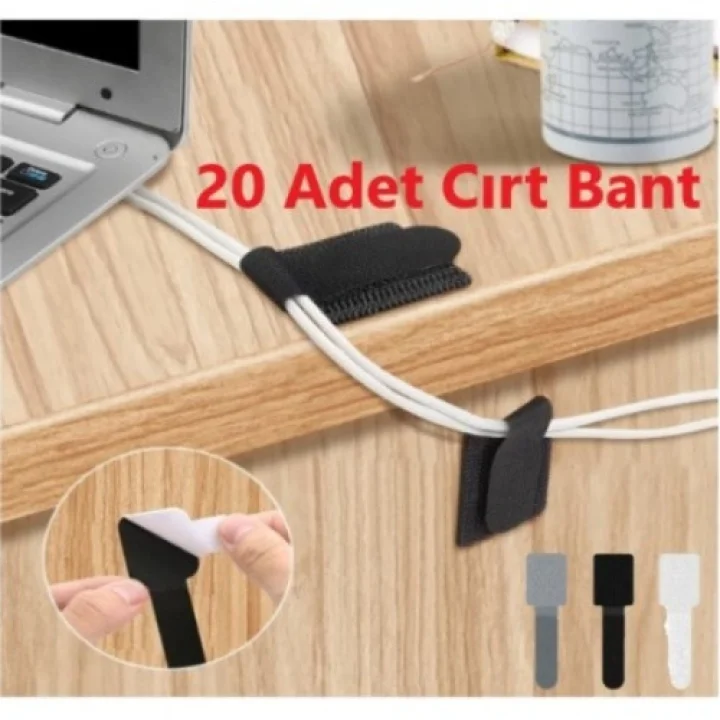 Mey İthalat® 20 Adet Kendinden Yapışkanlı Cırt Cırtlı Bant
